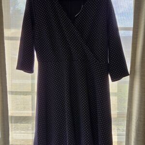 LOFT Navy and White Dot Dress